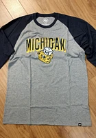 47 Michigan Wolverines Blue Break Thru Club Raglan Long Sleeve Fashion T Shirt
