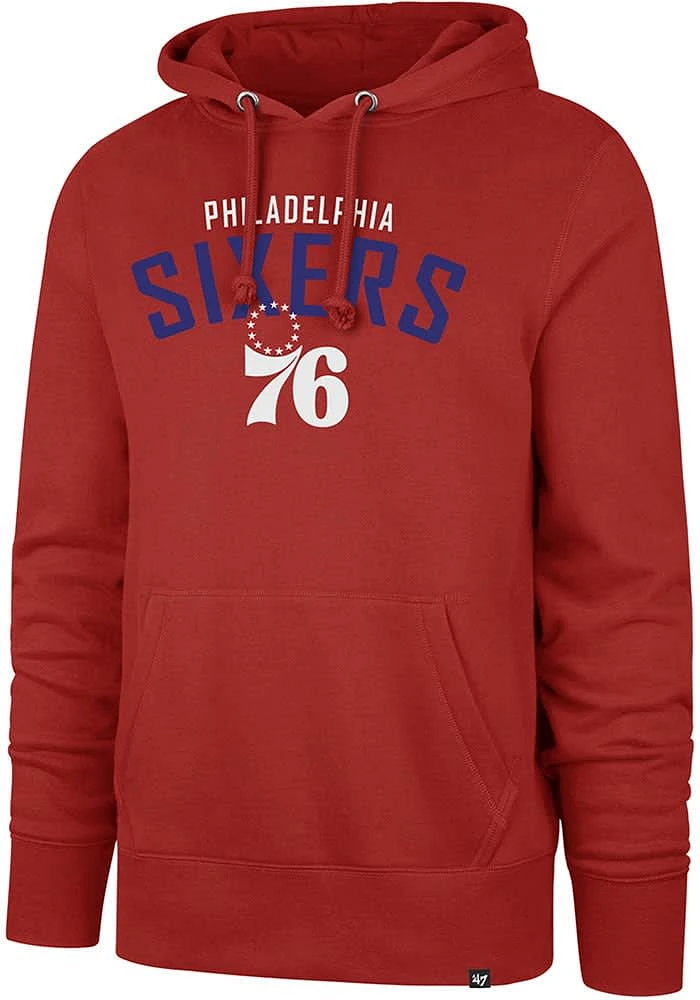 47 Philadelphia 76ers Mens Red Outrush Headline Long Sleeve Hoodie
