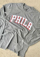 47 Philadelphia 76ers Grey Wordmark Long Sleeve T Shirt