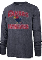 Kansas Jayhawks Navy Blue Match Long Sleeve Fashion T Shirt