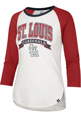 47 St Louis Cardinals Womens White Campus Arch Splitter 3/4 Raglan LS Tee