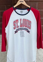 47 St Louis Cardinals Womens White Campus Arch Splitter 3/4 Raglan LS Tee