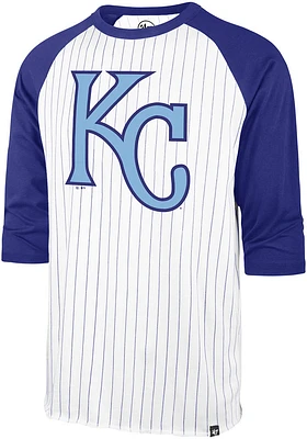 47 Kansas City Royals White Pinstripe Raglan Long Sleeve Fashion T Shirt