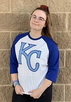 47 Kansas City Royals White Pinstripe Raglan Long Sleeve Fashion T Shirt