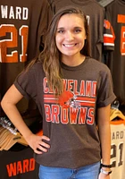 47 Cleveland Browns Brown Helmet Stripe Short Sleeve T Shirt