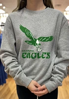 47 Philadelphia Eagles Mens Grey Eagle Varsity Arch Headline Long Sleeve Crew Sweatshirt