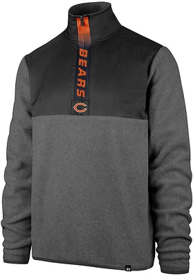 47 Chicago Bears Mens Grey Alpine Fleece Long Sleeve Qtr Zip Pullover