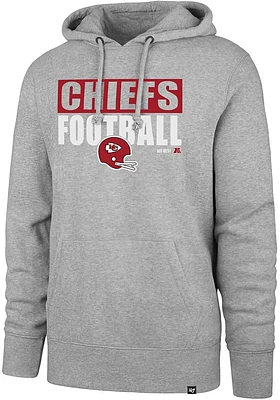 47 Kansas City Chiefs Mens Grey Block Out Long Sleeve Hoodie