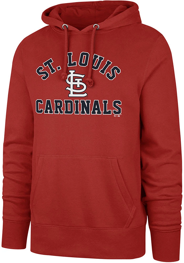 47 St Louis Cardinals Mens Red Varsity Arch Headline Long Sleeve Hoodie