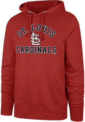 47 St Louis Cardinals Mens Red Varsity Arch Headline Long Sleeve Hoodie