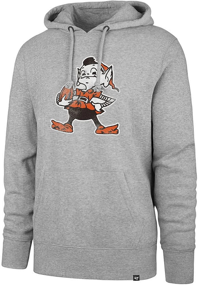47 Cleveland Browns Mens Grey Throwback Headline Long Sleeve Hoodie