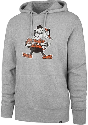 47 Cleveland Browns Mens Grey Throwback Headline Long Sleeve Hoodie