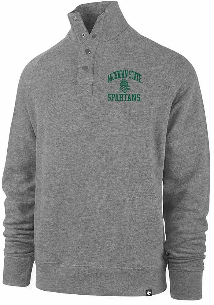 47 Michigan State Spartans Mens Grey Premier Match Long Sleeve Qtr Zip Pullover