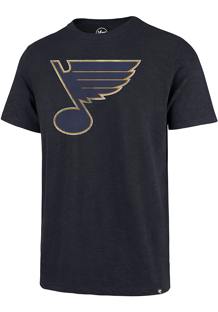 47 St Louis Blues Navy Blue Primary Logo Scrum Short Sleeve Fashion T Shirt