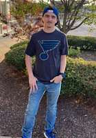 47 St Louis Blues Navy Blue Primary Logo Scrum Short Sleeve Fashion T Shirt