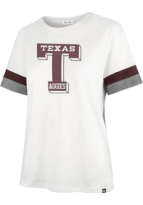 47 Texas A&M Aggies Womens White Frankie Sleeve Stripe Short T-Shirt