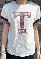 47 Texas A&M Aggies Womens White Frankie Sleeve Stripe Short T-Shirt