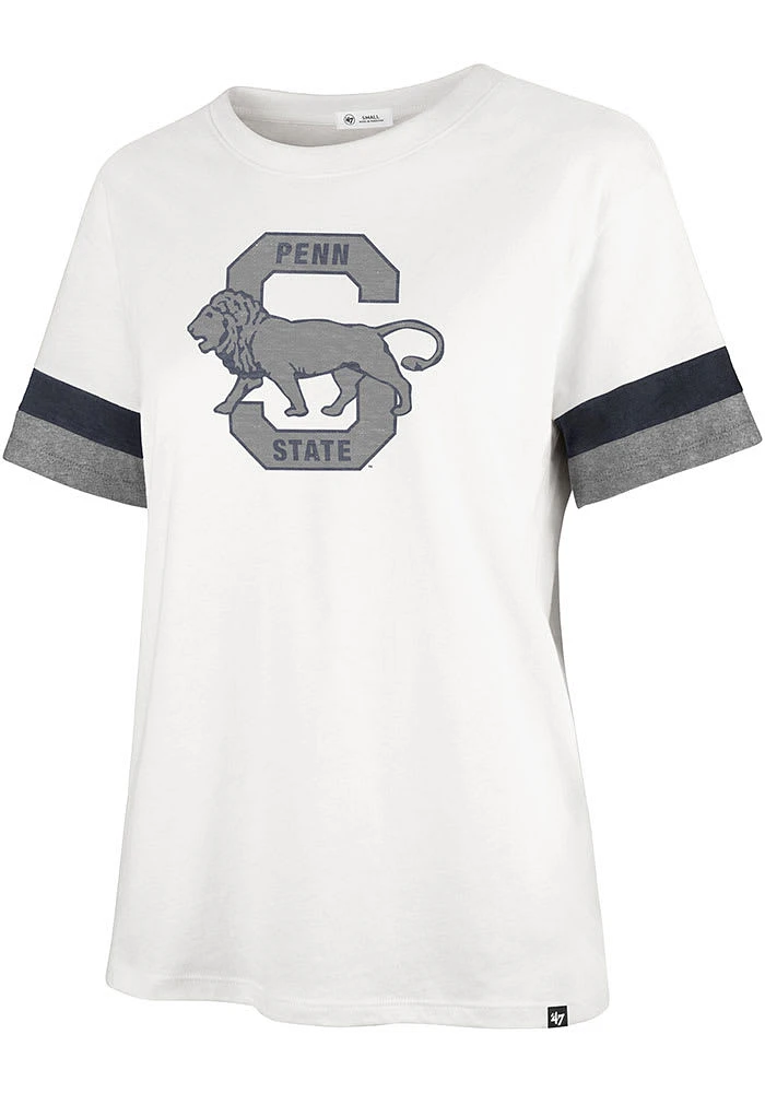 47 Penn State Nittany Lions Womens White Frankie Sleeve Stripe Short T-Shirt