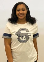 47 Penn State Nittany Lions Womens White Frankie Sleeve Stripe Short T-Shirt