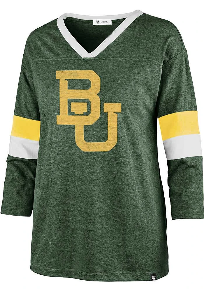 47 Baylor Bears Womens Green Piper Football LS Tee