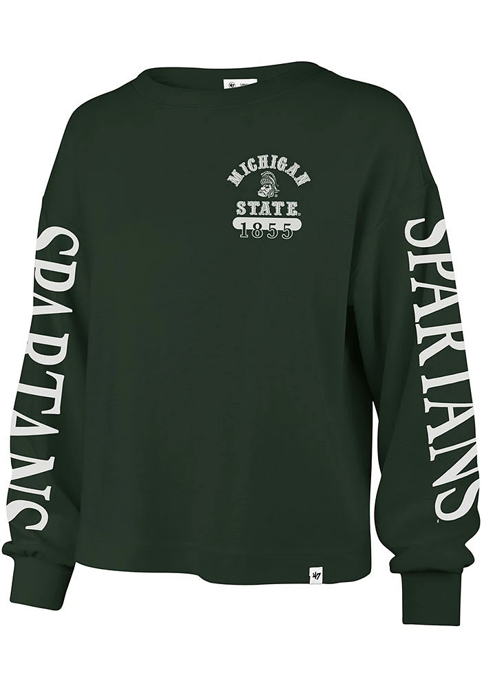 47 Michigan State Spartans Womens Green Marlow Bell LS Tee