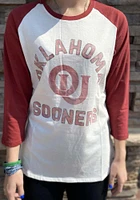 47 Oklahoma Sooners Womens White Frankie Raglan LS Tee