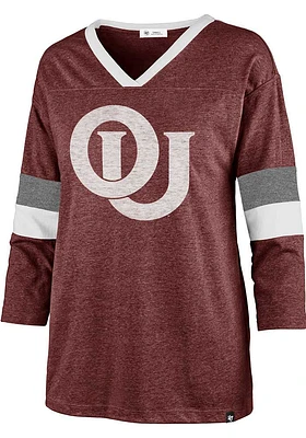 47 Oklahoma Sooners Womens Crimson Piper Football LS Tee