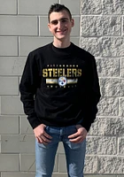 47 Pittsburgh Steelers Mens Black Stencil Stripe Headline Long Sleeve Crew Sweatshirt