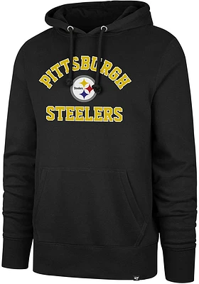 47 Pittsburgh Steelers Mens Black Varsity Arch Headline Long Sleeve Hoodie
