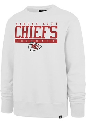 47 Kansas City Chiefs Mens White Sideline Block Headline Long Sleeve Crew Sweatshirt