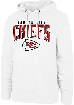 47 Kansas City Chiefs Mens White Team Elements Arch Headline Long Sleeve Hoodie