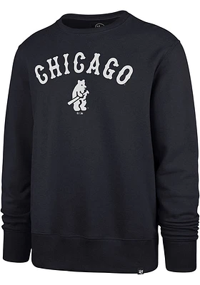 47 Chicago Cubs Mens Navy Blue Pregame Headline Long Sleeve Crew Sweatshirt