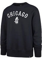 47 Chicago Cubs Mens Navy Blue Pregame Headline Long Sleeve Crew Sweatshirt