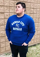 47 Kansas City Royals Mens Blue Varsity Arch Headline Long Sleeve Crew Sweatshirt