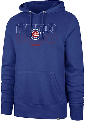 47 Chicago Cubs Mens Blue Split Squad Headline Long Sleeve Hoodie
