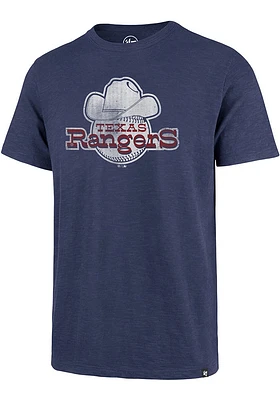 47 Texas Rangers Blue Grit Vintage Scrum Graphic Short Sleeve Fashion T Shirt