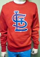 47 St Louis Cardinals Mens Red Logo Imprint Headline Long Sleeve Crew Sweatshirt