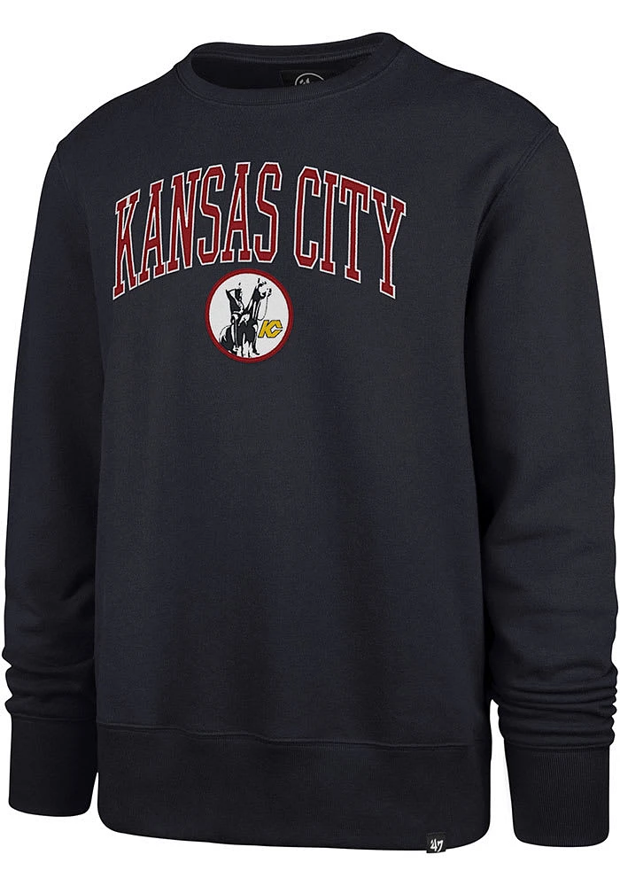 47 Kansas City Scouts Mens Navy Blue Arch Gamebreak Long Sleeve Fashion Sweatshirt