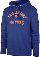 47 Kansas City Royals Mens Blue Varsity Arch Headline Long Sleeve Hoodie