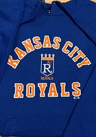 47 Kansas City Royals Mens Blue Varsity Arch Headline Long Sleeve Hoodie