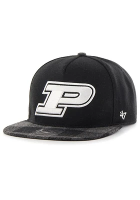 47 Purdue Boilermakers Black Verge Captain Mens Snapback Hat