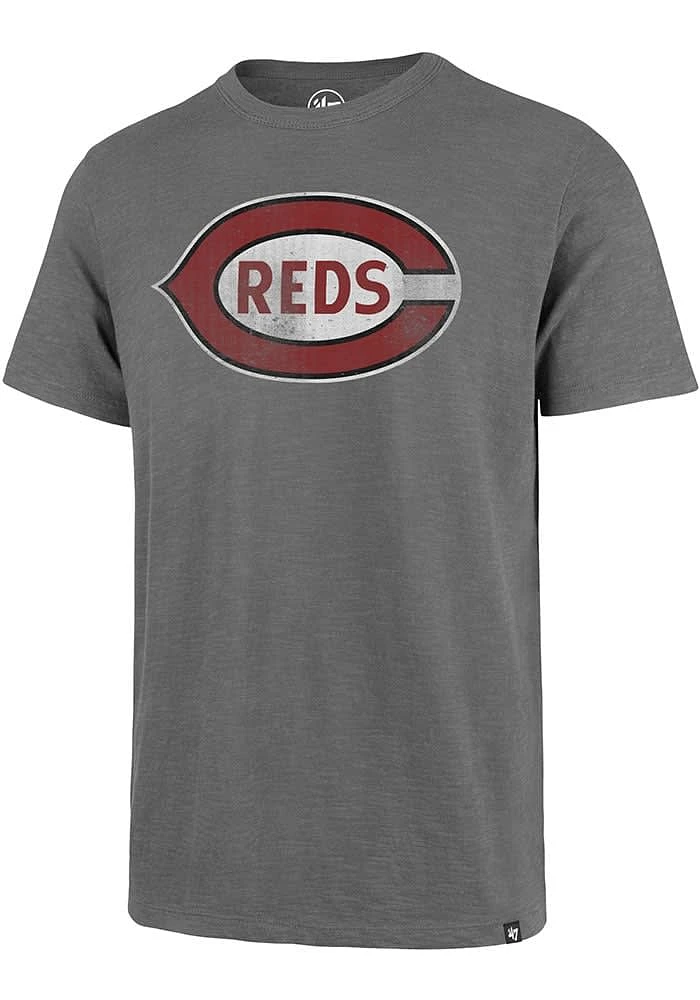 47 Cincinnati Reds Grey Logo Grit Vintage Scrum Short Sleeve Fashion T Shirt