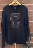 47 Cleveland Guardians Mens Black Pop Imprint Headline Long Sleeve Crew Sweatshirt
