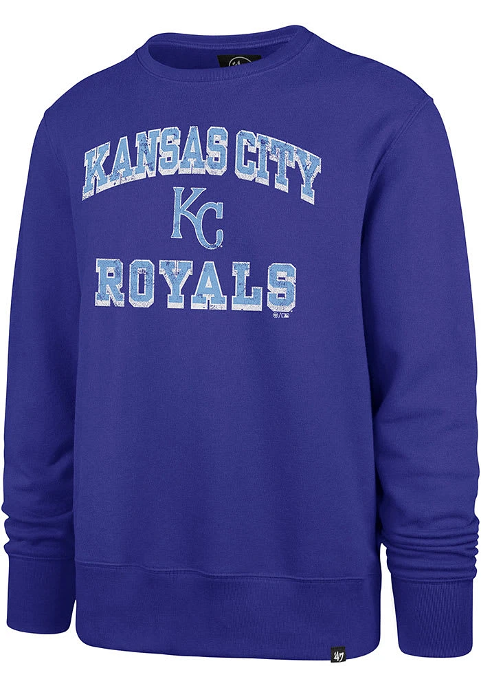 47 Kansas City Royals Mens Blue Grounder Headline Long Sleeve Crew Sweatshirt