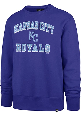 47 Kansas City Royals Mens Blue Grounder Headline Long Sleeve Crew Sweatshirt