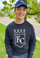 47 Kansas City Royals Mens Navy Blue Imprint Headline Long Sleeve Crew Sweatshirt