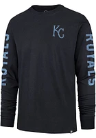 47 Kansas City Royals Navy Blue Triple Threat Franklin Long Sleeve Fashion T Shirt