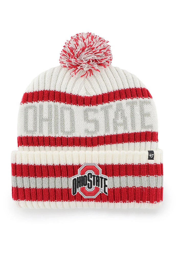 47 Ohio State Buckeyes White Bering Cuff Design Mens Knit Hat