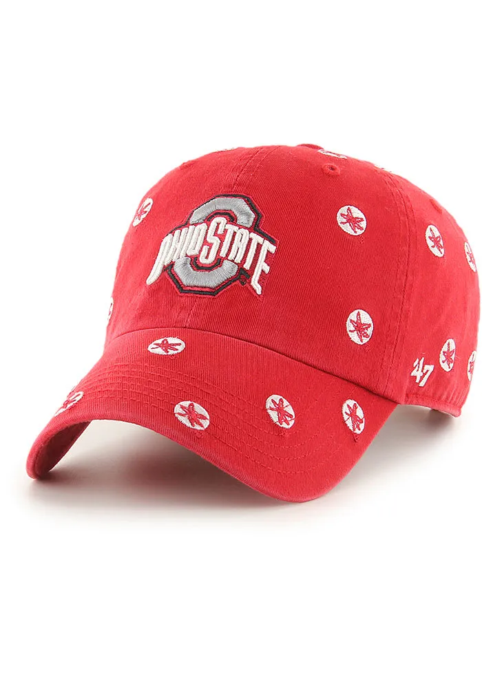 47 Ohio State Buckeyes Red Confetti Clean Up Womens Adjustable Hat