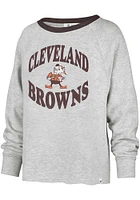 47 Cleveland Browns Womens Grey Cropped Kennedy Crew Sweatshirt